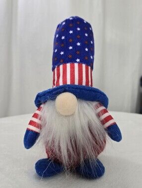 Patriotic Gnome Plush with Stars & Stripes Hat